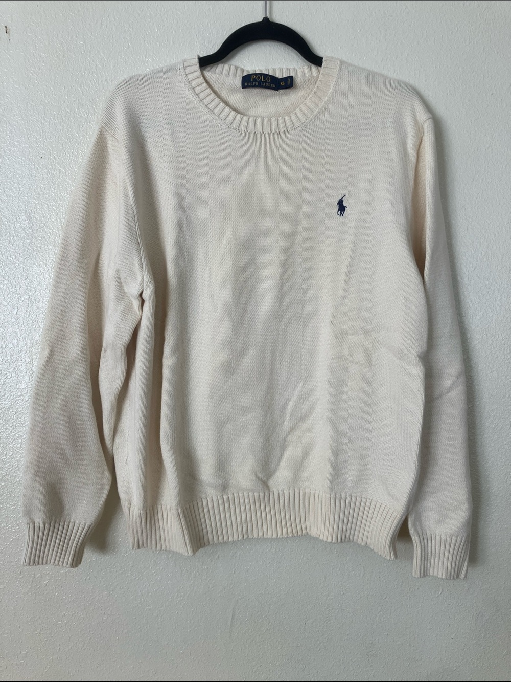 POLO Ralph Lauren Cream Crewneck Sweater, XL